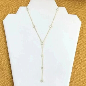 14k Yellow Gold Solid 925 Sterling Silver CZ by the Yard Station Necklace Yoke